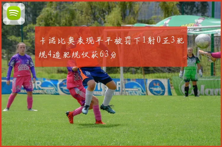 卡诺比奥表现平平被罚下1射0正3犯规4造犯规仅获63分